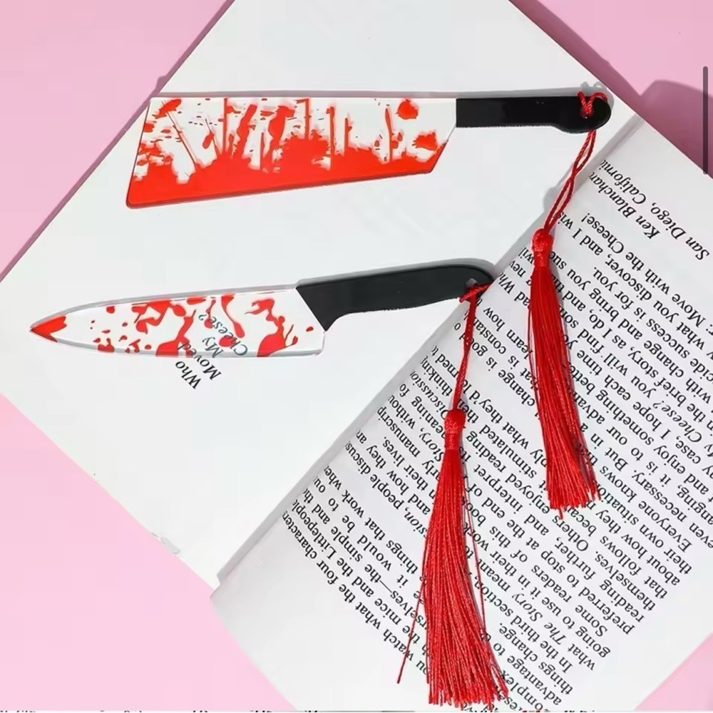 NWT Horror Knife Acrylic Bookmarks Set of 2— Halloween, Gothic, Thriller Lovers